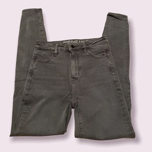 super high rise grey skinny american eagle jeans